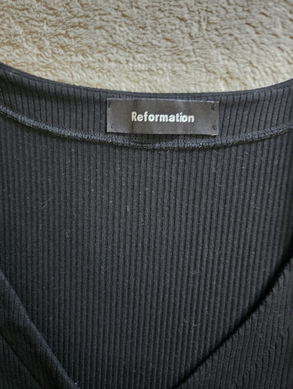 Reformation Cardinal Black Ribbed Mini Dress Size Large - Picture 10 of 11
